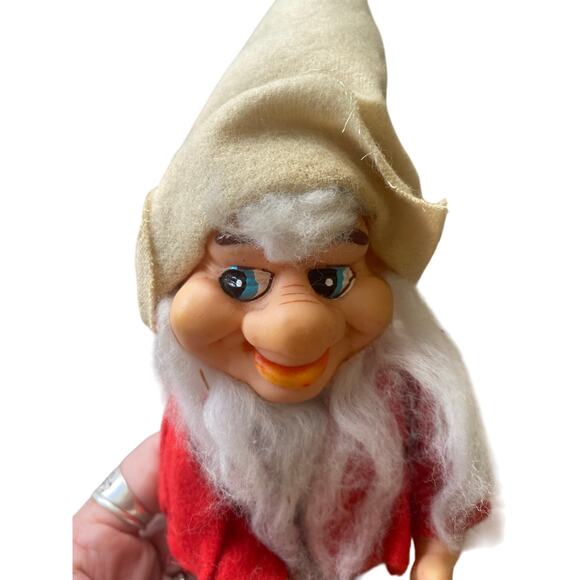 Vintage Sitting Elf Gnome Felt Rubber Face 11” Made in Japan - Picture 3 of 6